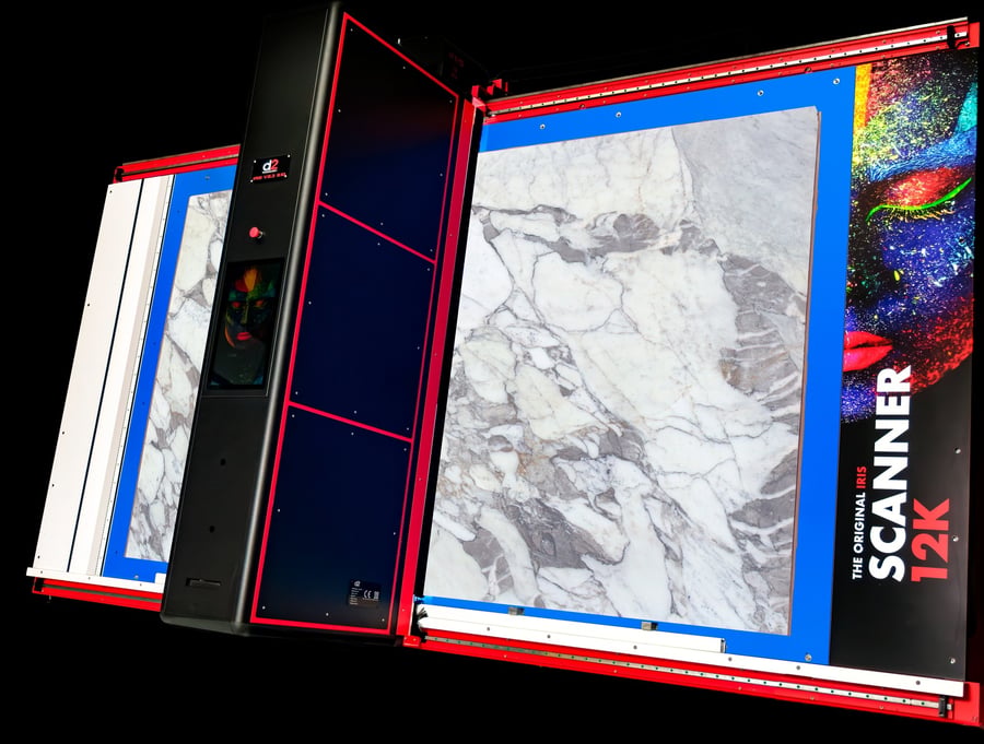 D2 Scanner with a slab of stone on it being scanned