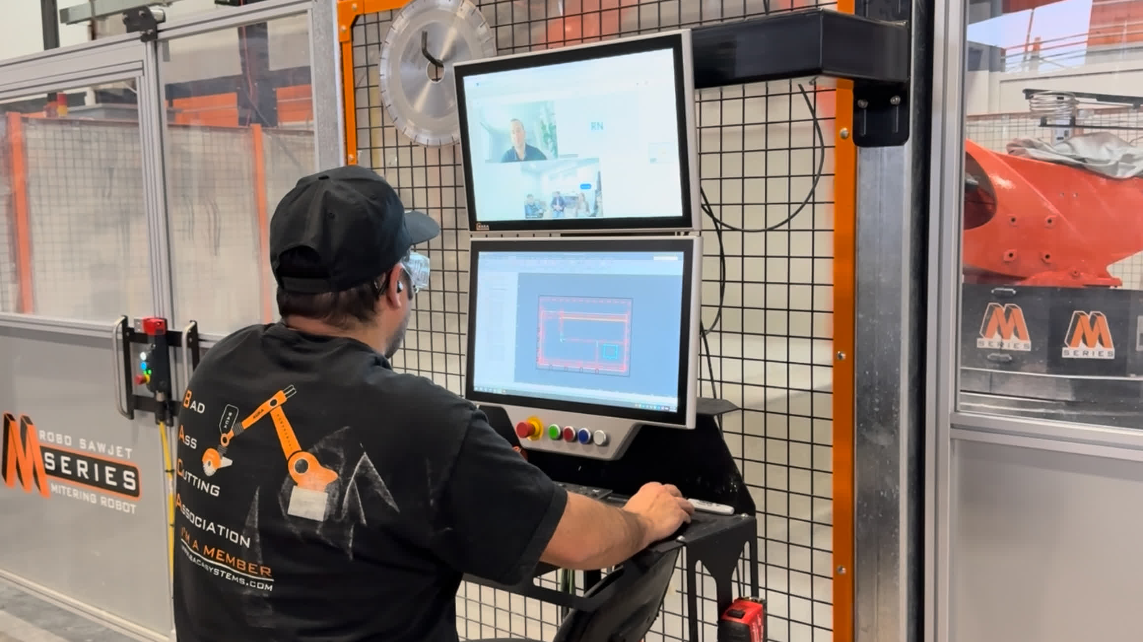 Image of a person in front of a screen doing an online RSJM web demo.